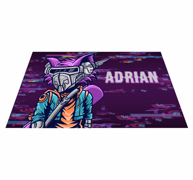 Videogame cat mask bedroom rug - TenStickers