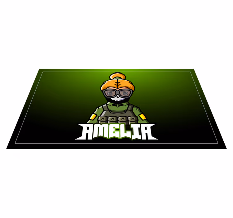 Woman soldier with name teenage bedroom rug - TenStickers