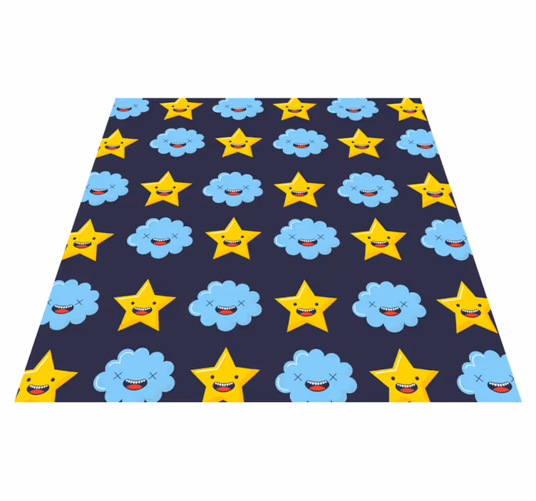 Grinning Celestial Clouds star rug - TenStickers