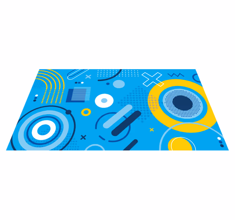 Blue modern motif geometric rug - TenStickers