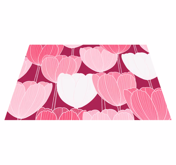 Different pink tulip field floral rug - TenStickers