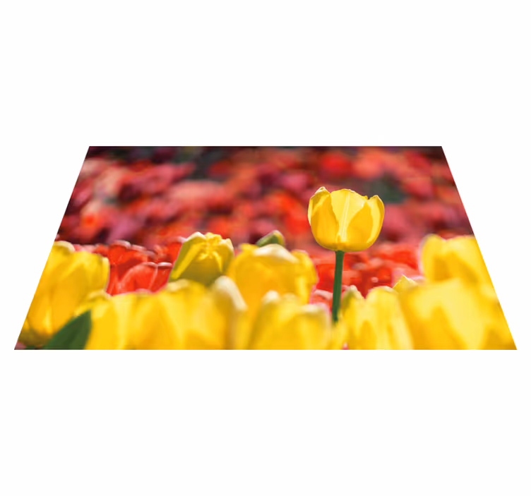 Red and yellow tulips floral rug - TenStickers