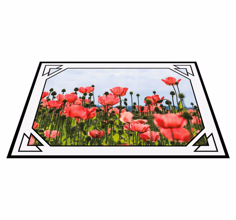 Colorful poppy field floral rug - TenStickers