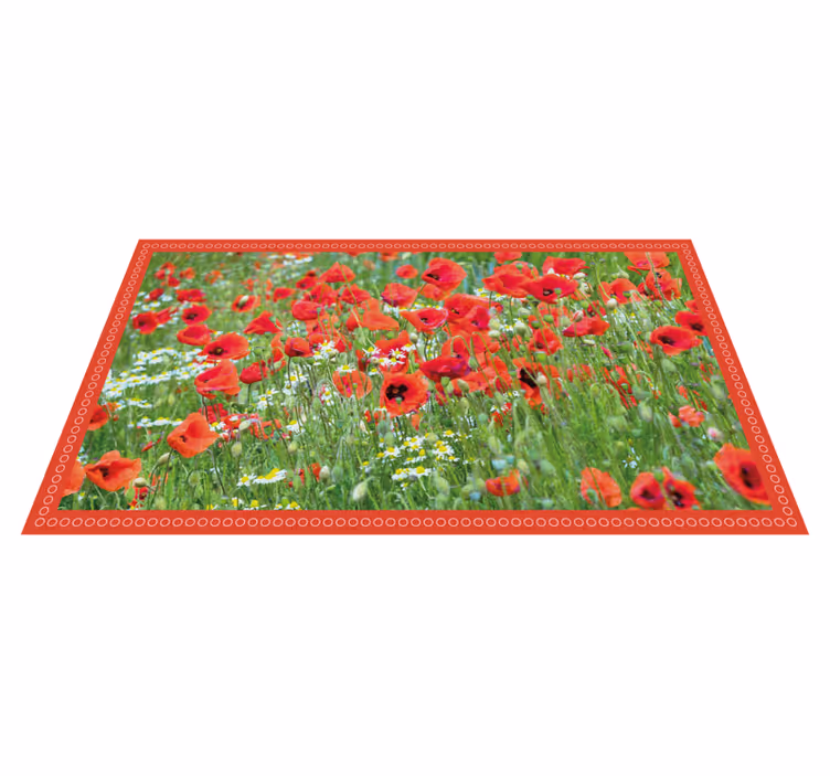 Realistic poppy field floral rug - TenStickers