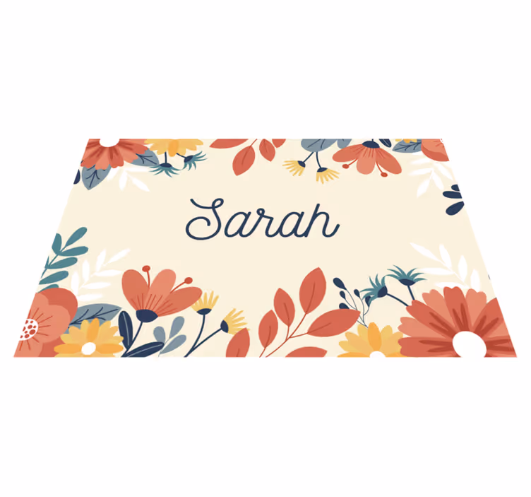 Personalized Floral Name custom floor mat - TenStickers