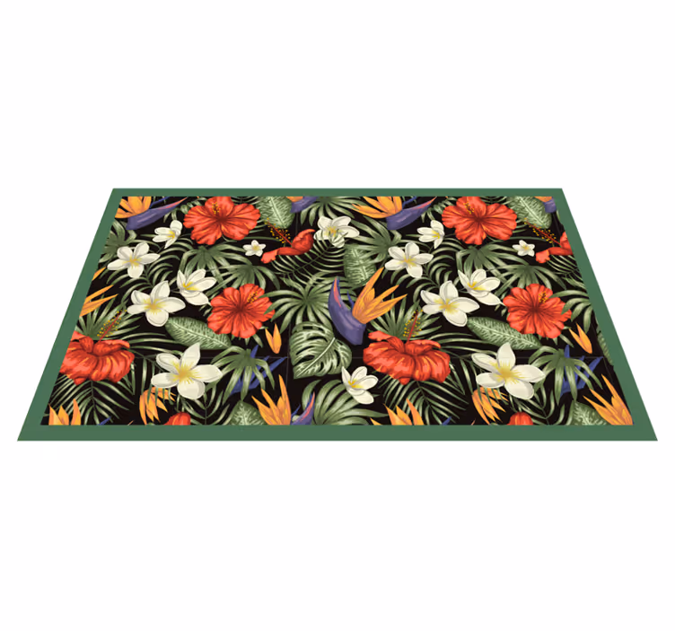 Tropical colorful pattern floral rug - TenStickers