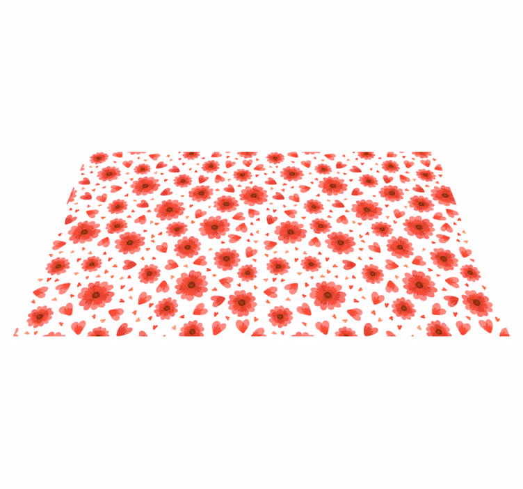 Floral rug with heart-shaped design - TenStickers