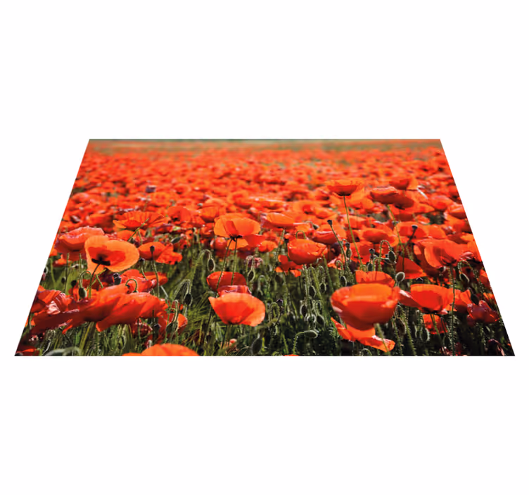 Vibrant Red Poppies floral rug - TenStickers