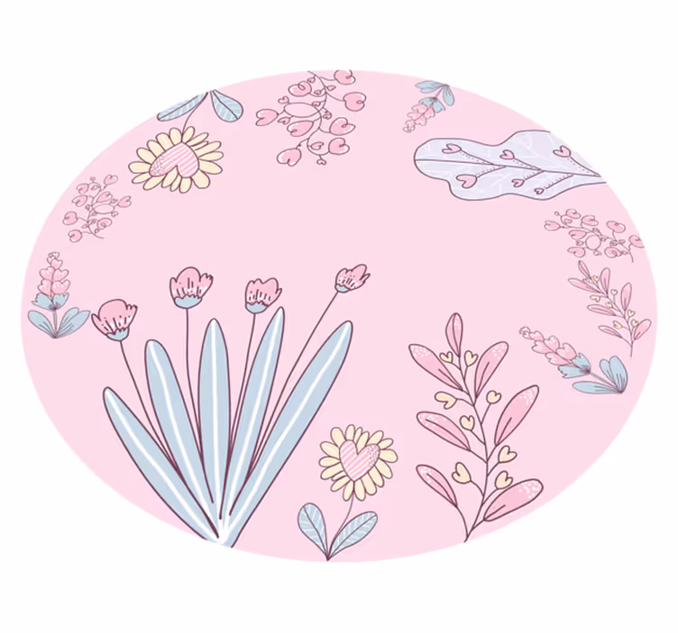 Floral rug with heart-shaped designs - TenStickers