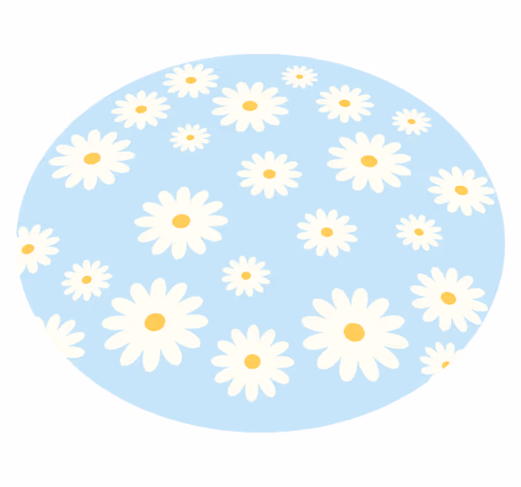 Daisy floral emblem living room rug - TenStickers