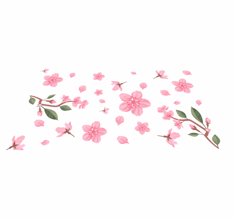 Pink Blossom Motif floral rug - TenStickers