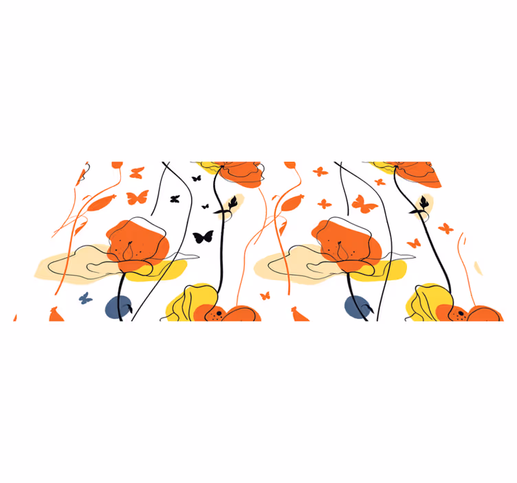 Minimalistic pattern with butterflies floral rug - TenStickers