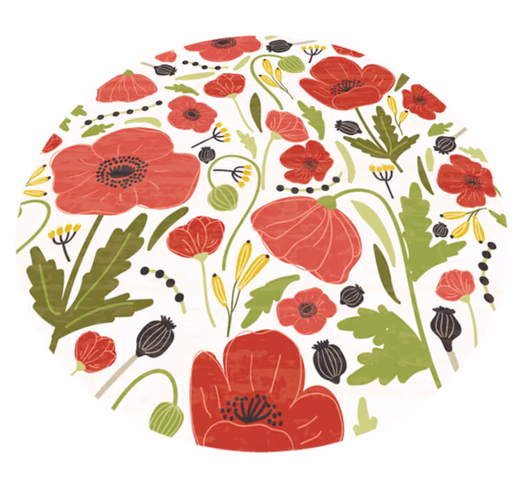 Red Poppy Blossoms floral rug - TenStickers