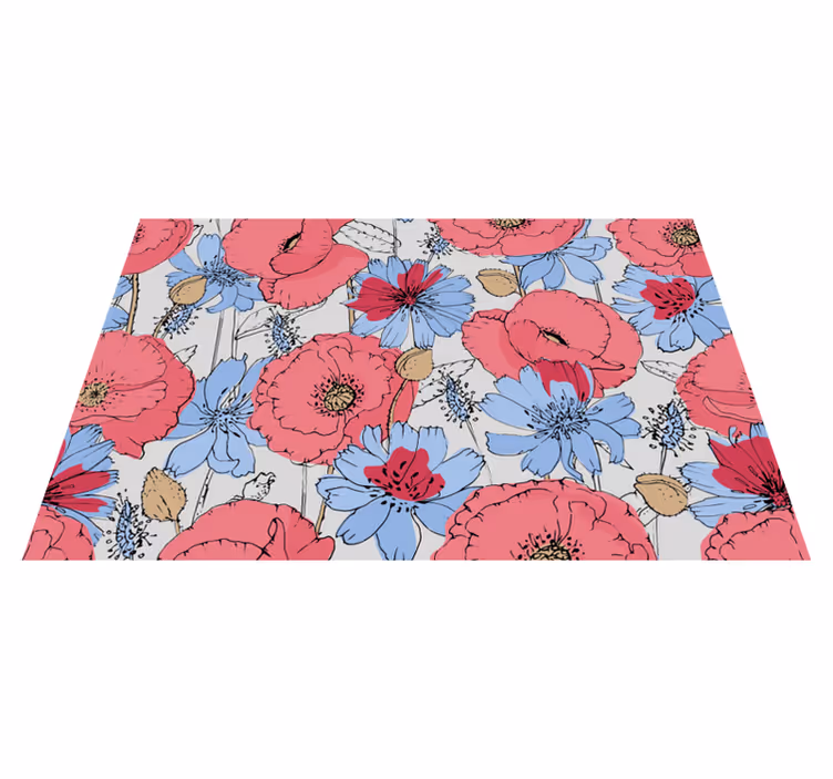 Lively botanical print floral rug - TenStickers