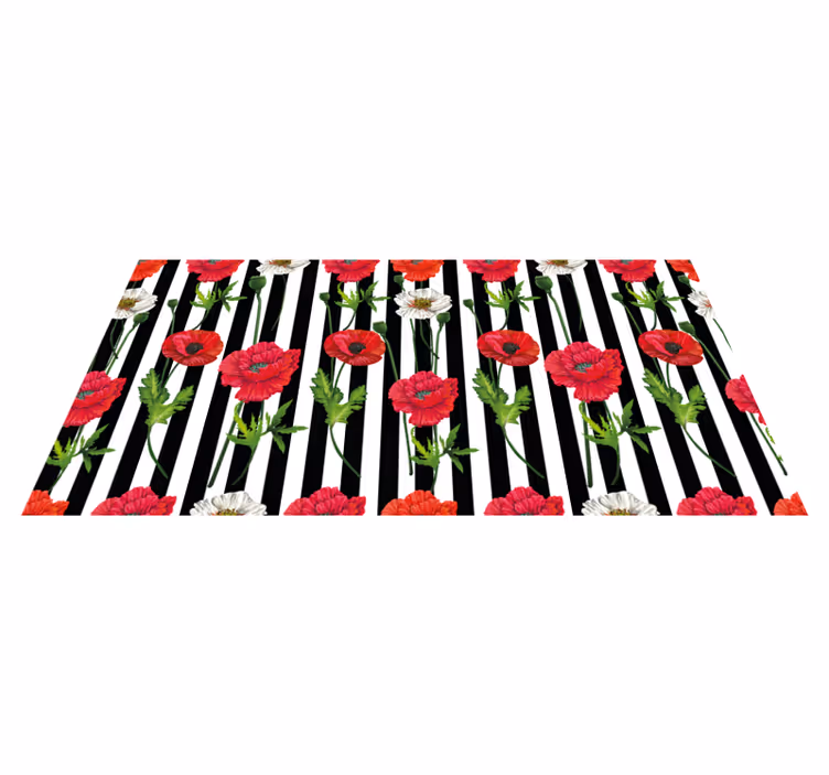 Floral rug with floral striped pattern - TenStickers