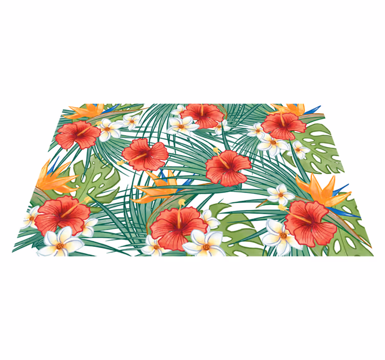 Floral rug in tropical floral design - TenStickers