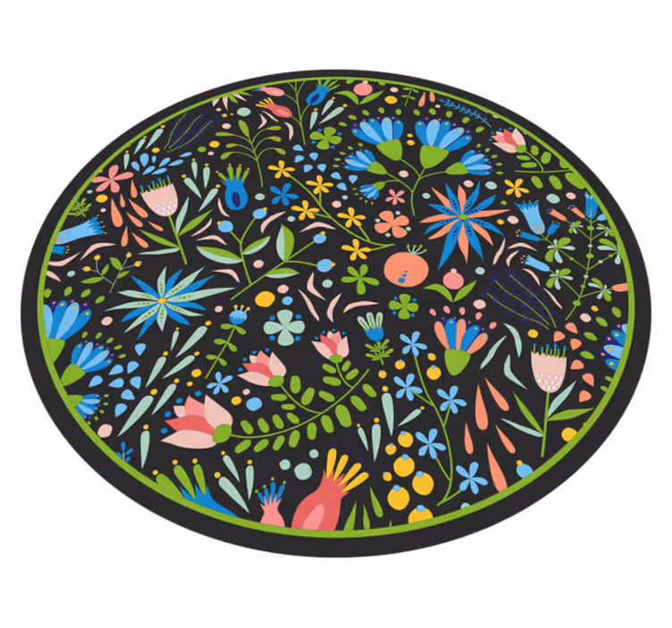 Vibrant botanical print floral rug - TenStickers