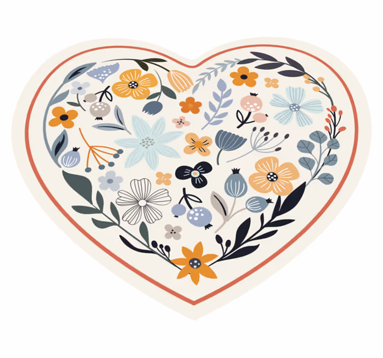 Heart Flower Composition floral rug - TenStickers