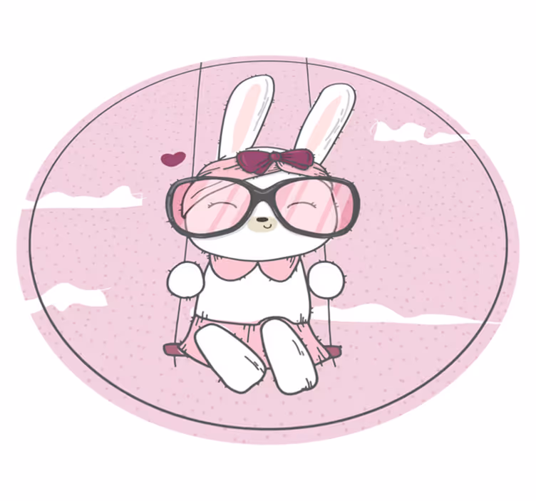 Cute Bunny Swinging kids carpet - TenStickers