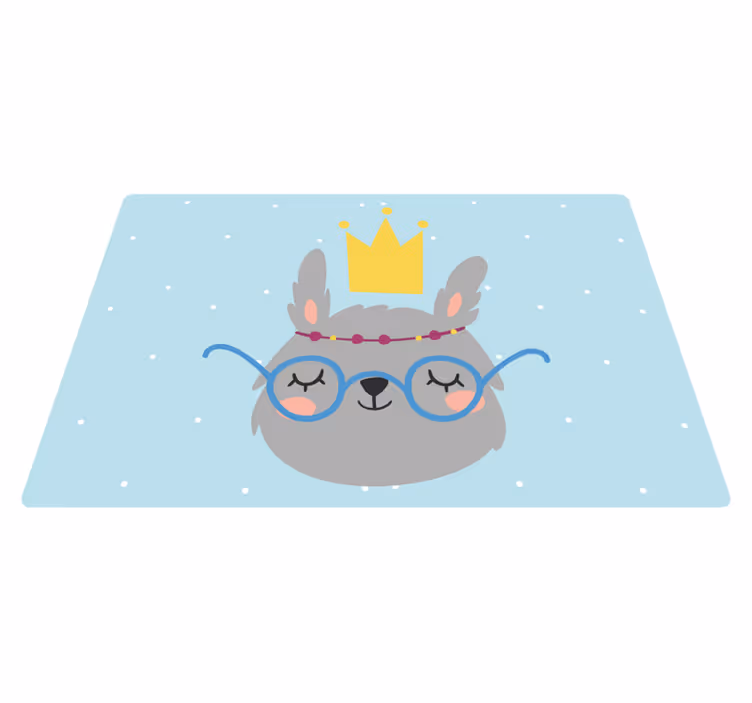 Nordic grey bunny with glasses kids carpet - TenStickers