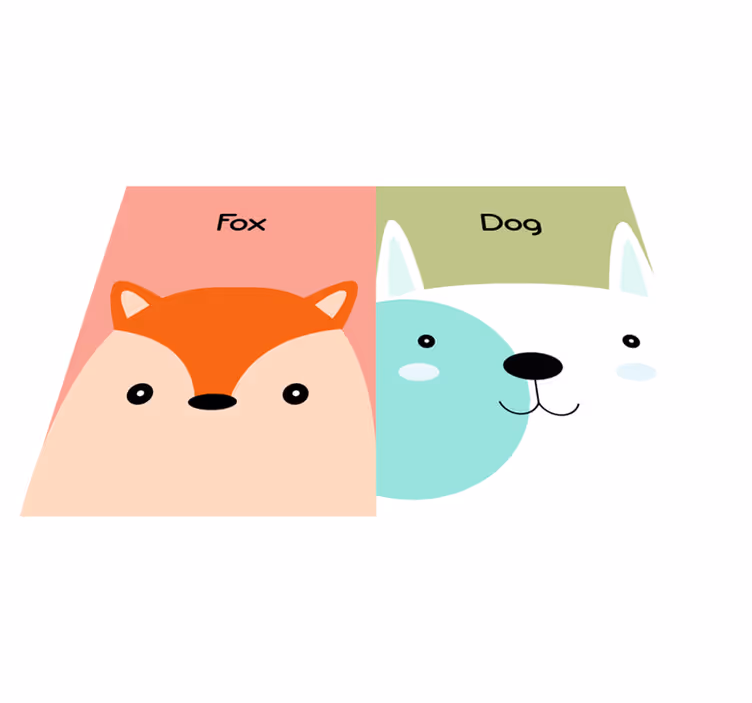 Fox and dog faces kids carpet - TenStickers