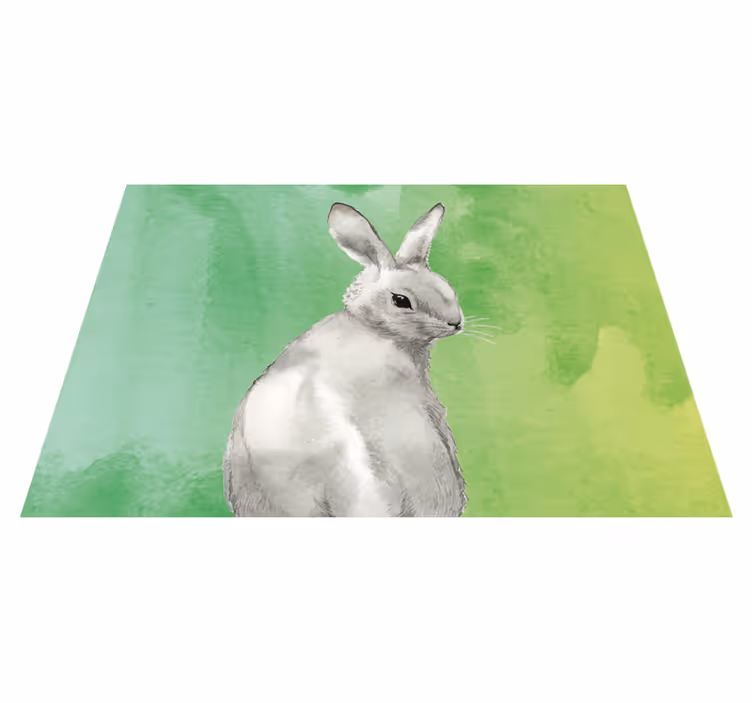 Rabbit green background animal mat - TenStickers