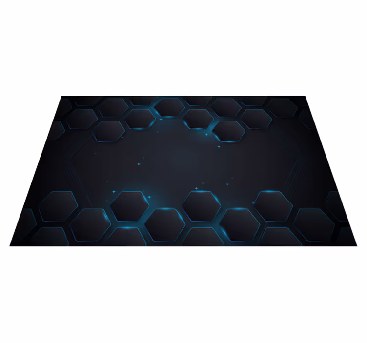 Blue hexagonal layout geometric rug - TenStickers