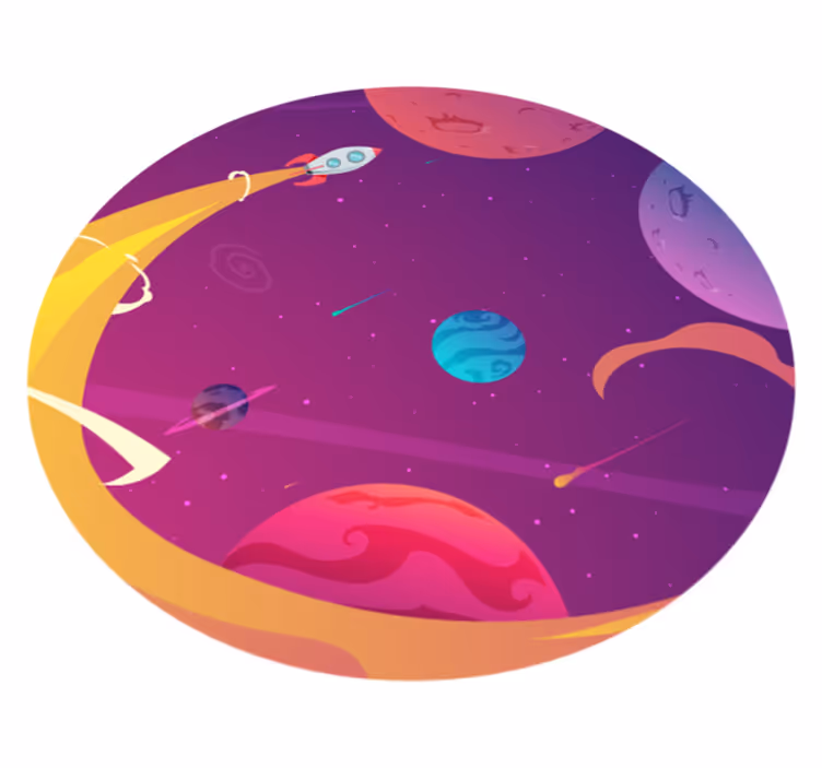 Cosmic rocket journey star rug - TenStickers
