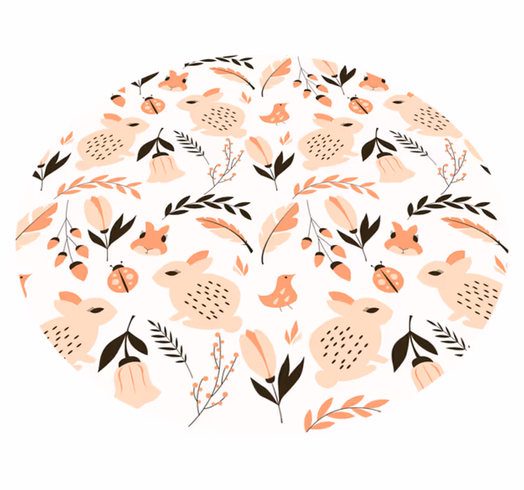 Gentle Bunny Floral kids carpet - TenStickers