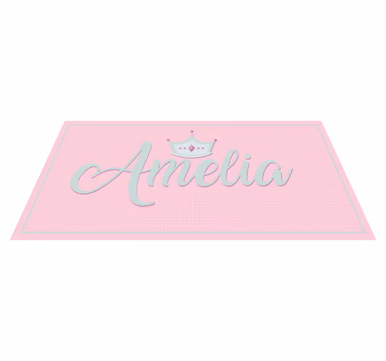 Crowned pink name custom floor mat - TenStickers