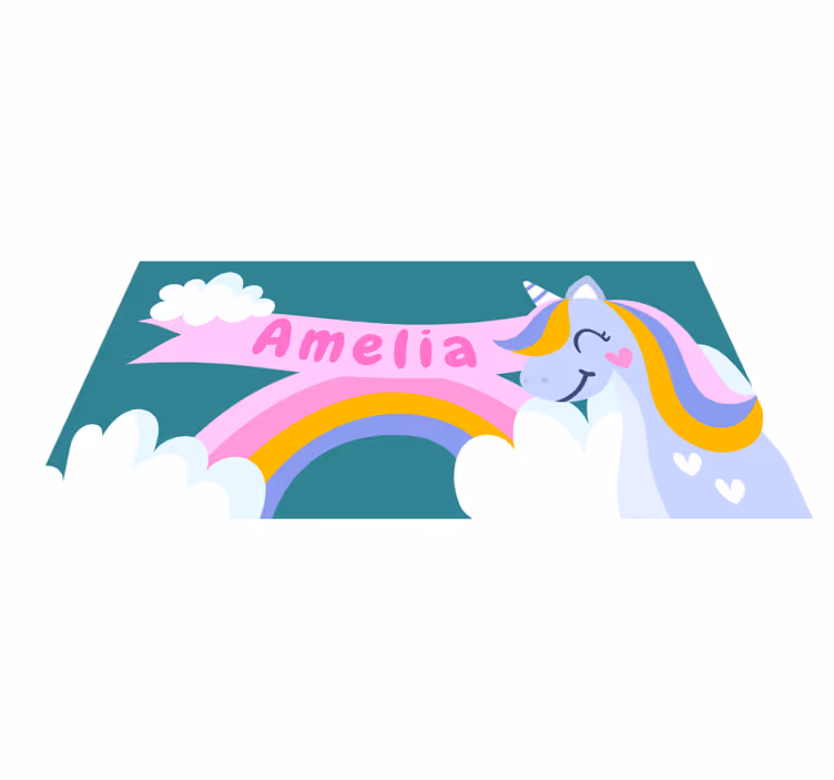Rainbow unicorn costum kids rug - TenStickers