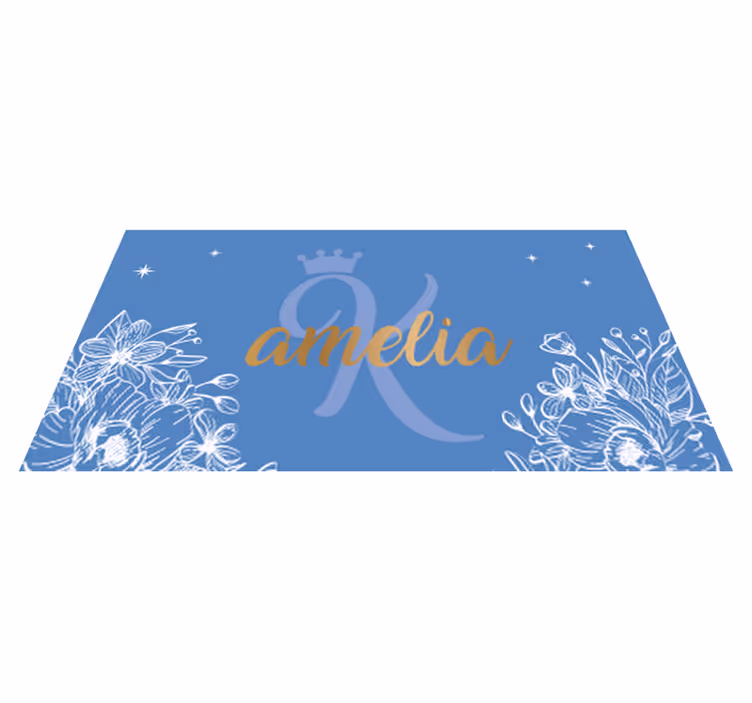 Floral name and initial teenage bedroom rug - TenStickers