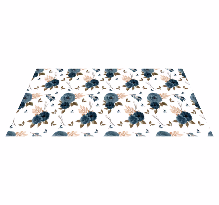 Blue elegant roses floral rug - TenStickers