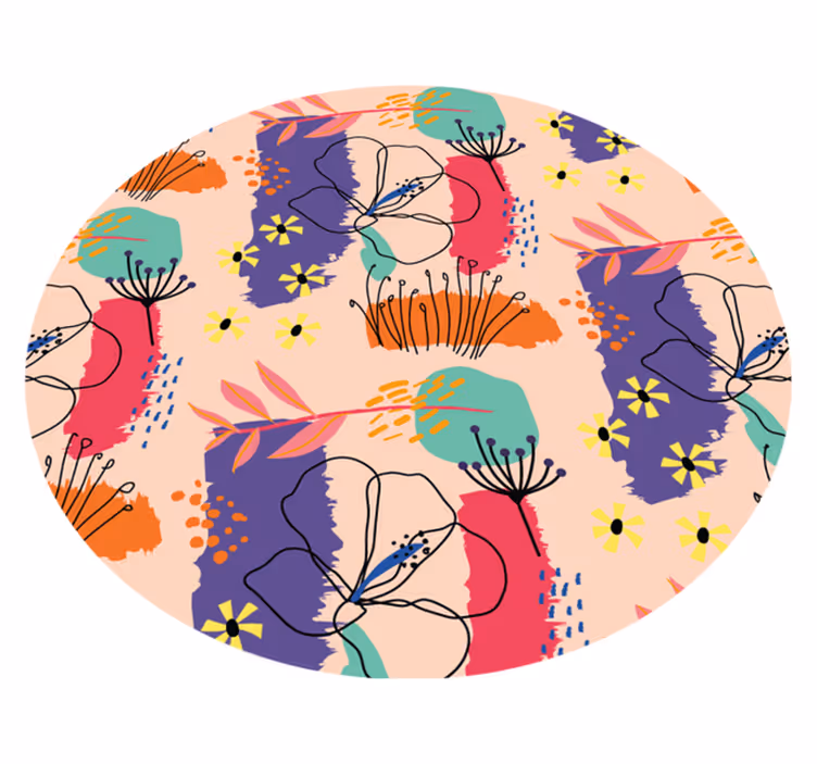 Vivid Botanical Elements floral rug - TenStickers