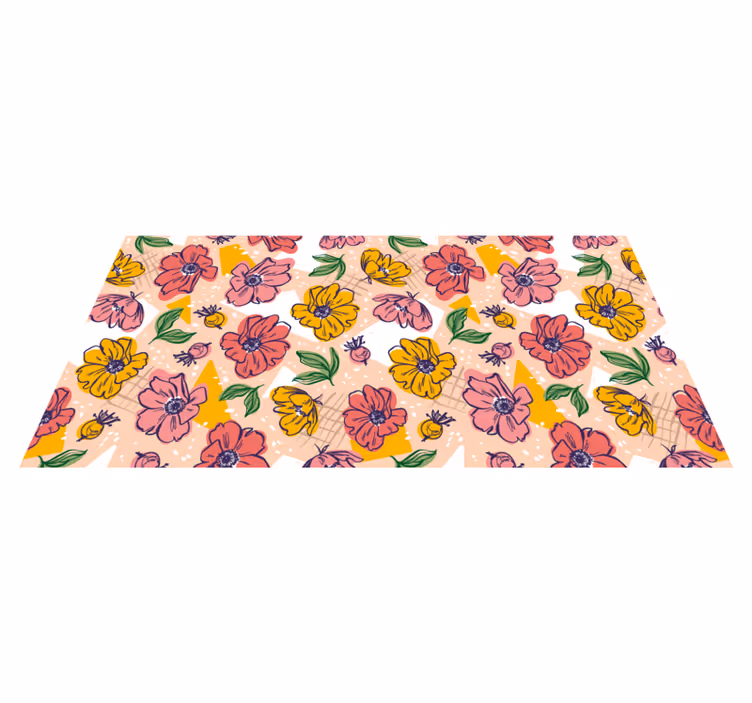 Vibrant Floral Motifs floral rug - TenStickers
