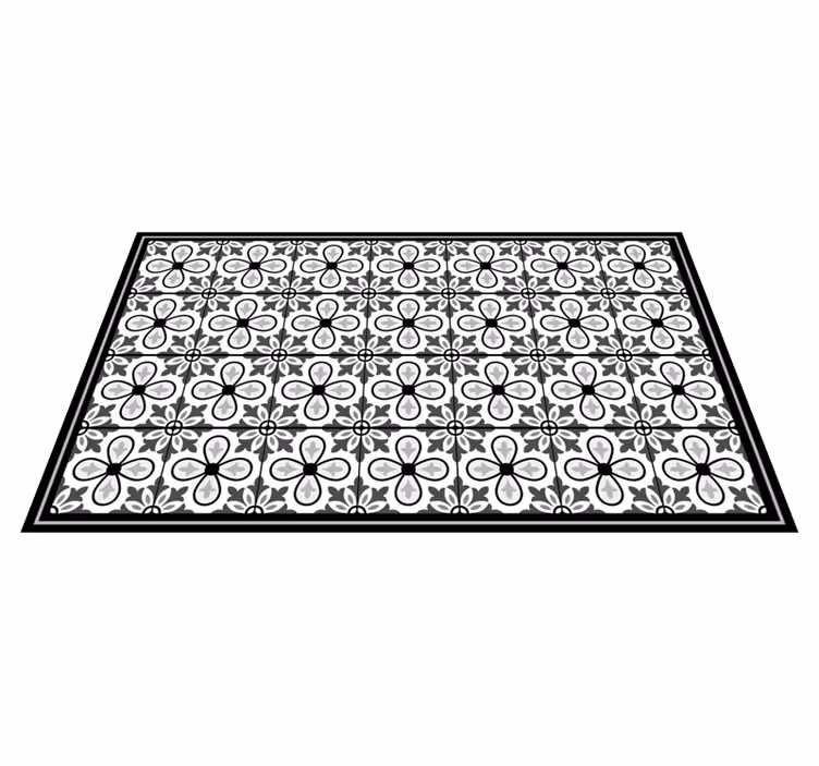 Black and white tiles kitchen floor vinyl rug - TenStickers