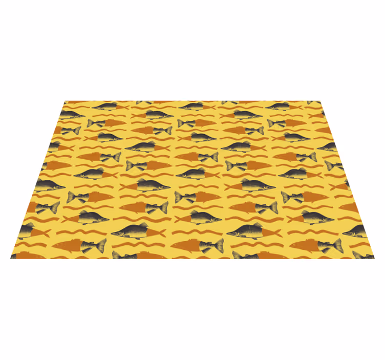 Yellow fish motif animal mat - TenStickers