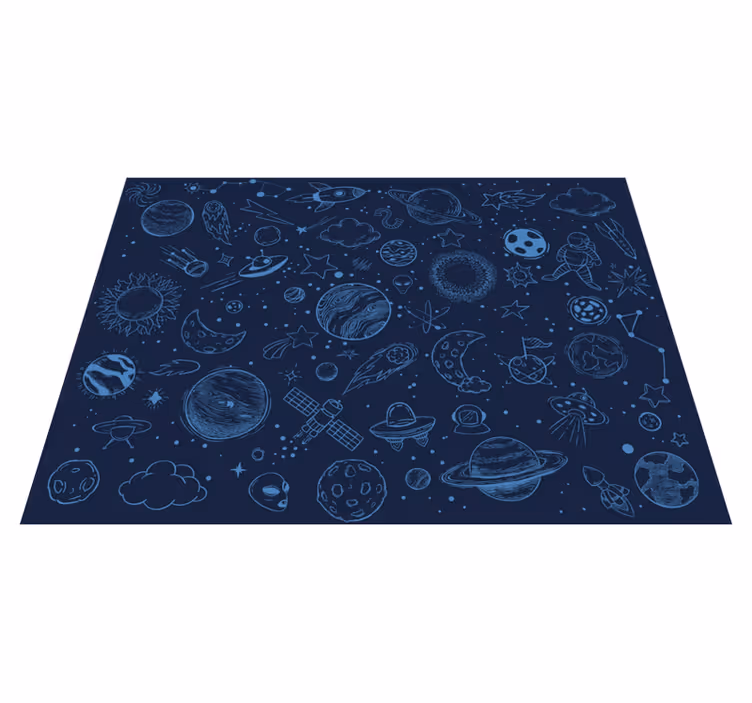Blue cosmic adventure star rug - TenStickers