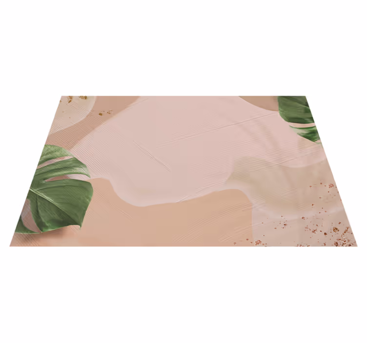 Tropical leaf blush living room rug - TenStickers