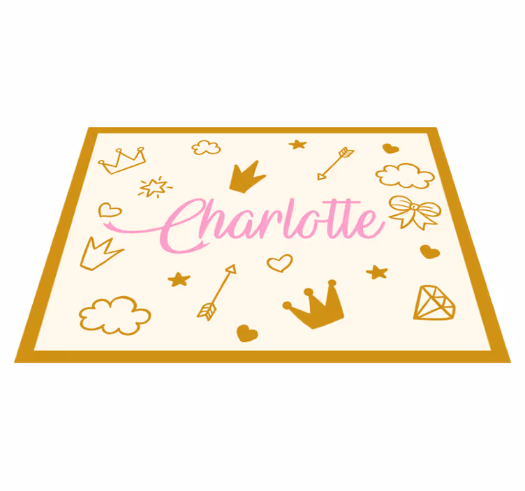 Princess theme with name custom floor mat - TenStickers