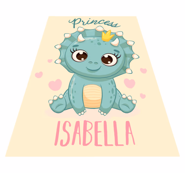 Dinosaur princess with name kids rug - TenStickers