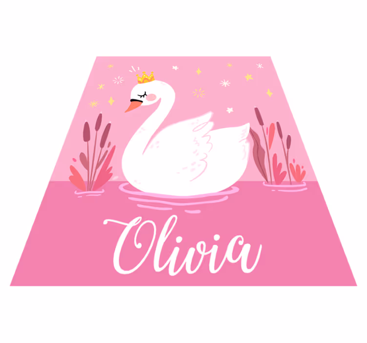 Princess swan with name kids rug - TenStickers