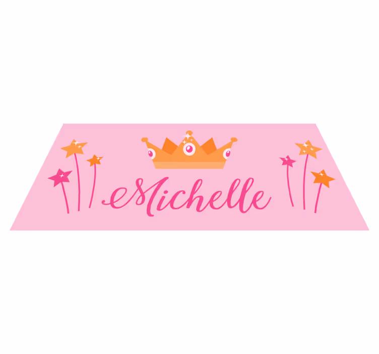 Wands and crown with name kids rug - TenStickers