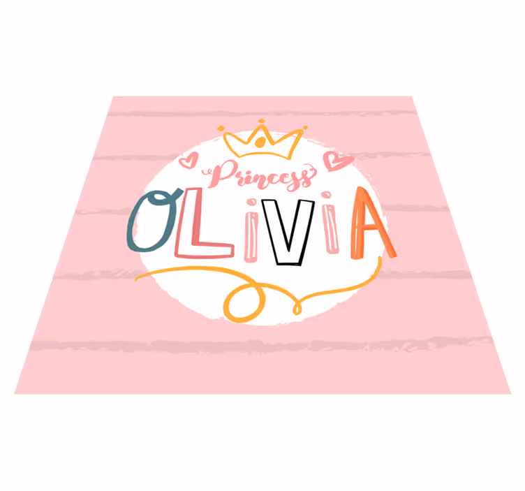 Crowned princess with name kids rug - TenStickers