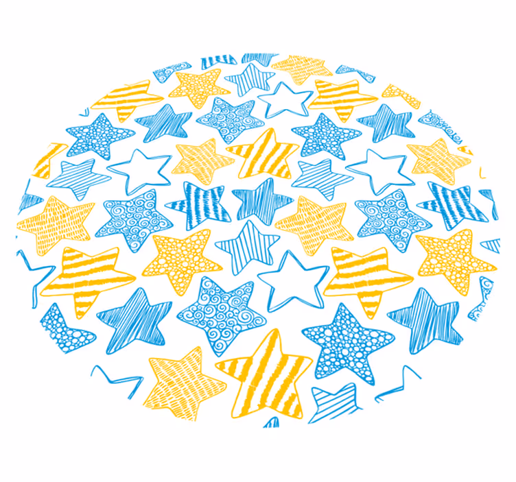 Yellow and blue design star rug - TenStickers