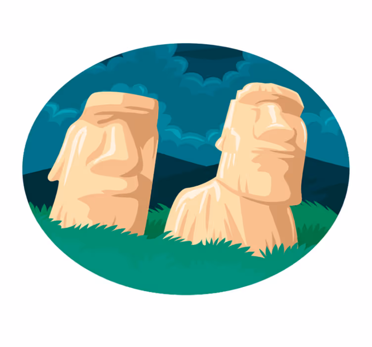 Moai Statues Silhouette map rug - TenStickers