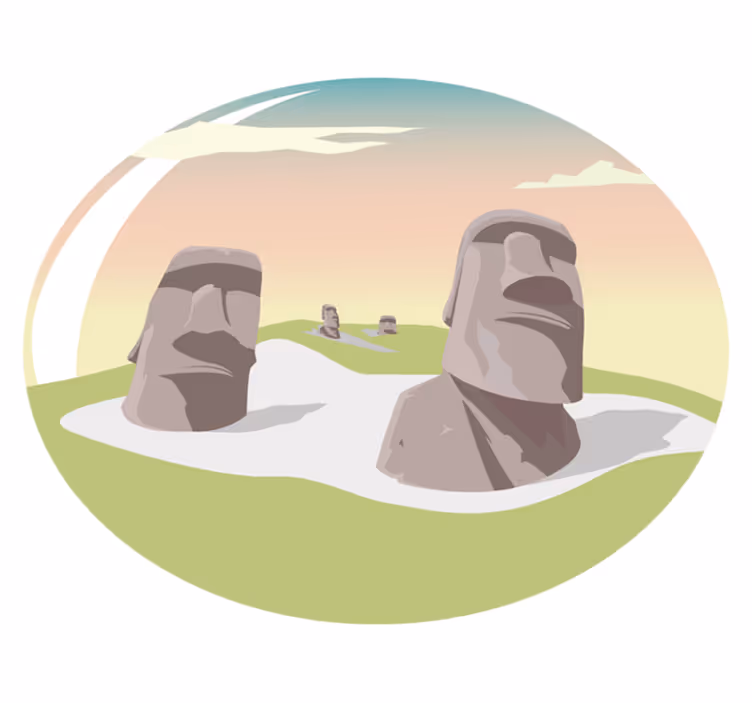 Moai Stone Silhouettes nature rug - TenStickers