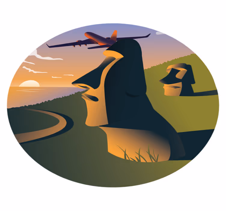 Easter Island Sunset circular rug - TenStickers