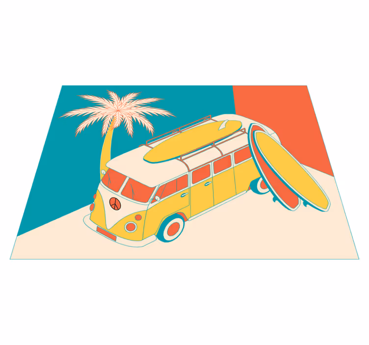 Surfing Van Adventure vintage rug - TenStickers