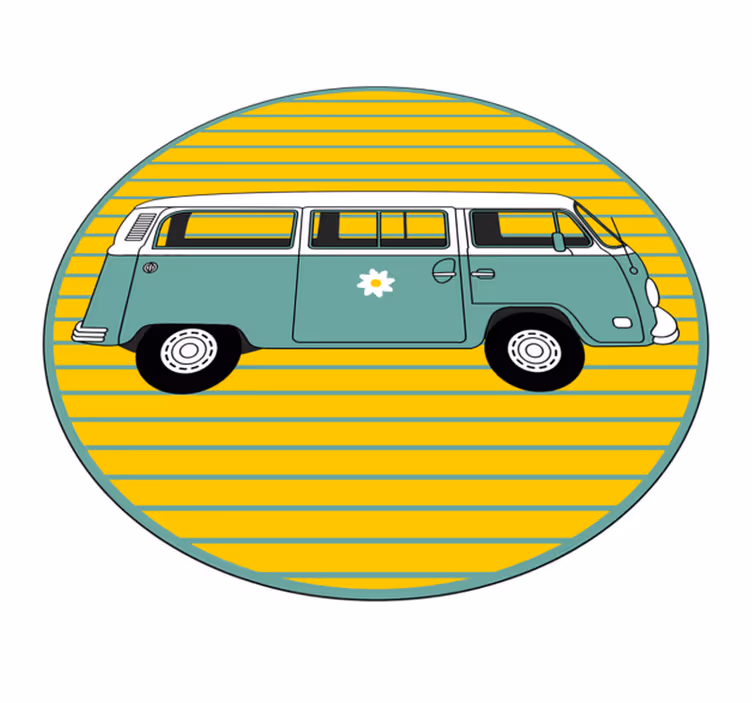 VINTAGE VAN WITH DAISY star rug - TenStickers